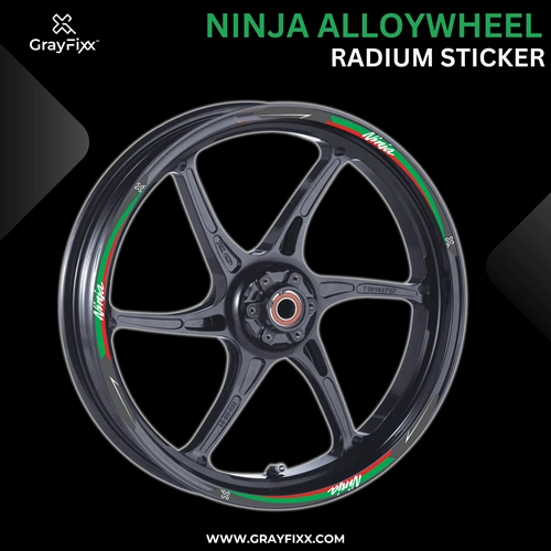 Alloy Wheel Radium Sticker for Ninja | Made in Premium Radium with FPF (Fade Protection Film), Waterproof, Precut Sticker, Pack Of 12